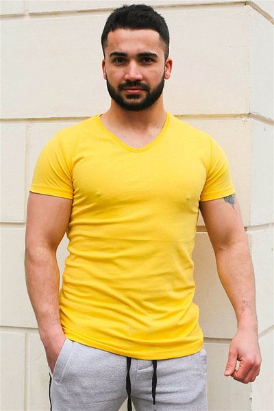 Madmext Απλό Basic Yellow T-shirt 3005