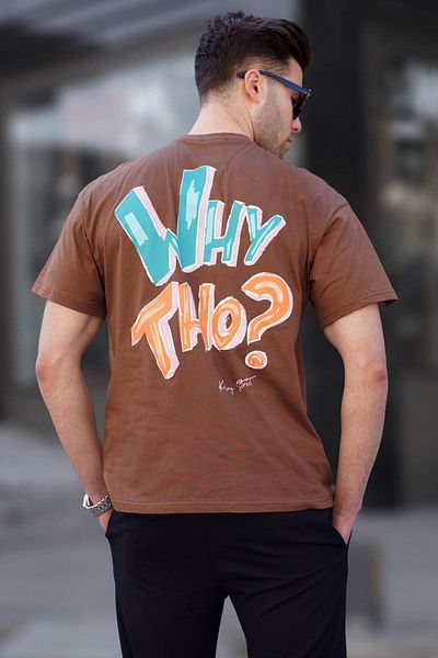 Madmext Ανδρικό T-Shirt σε καφέ στάμπα 6124