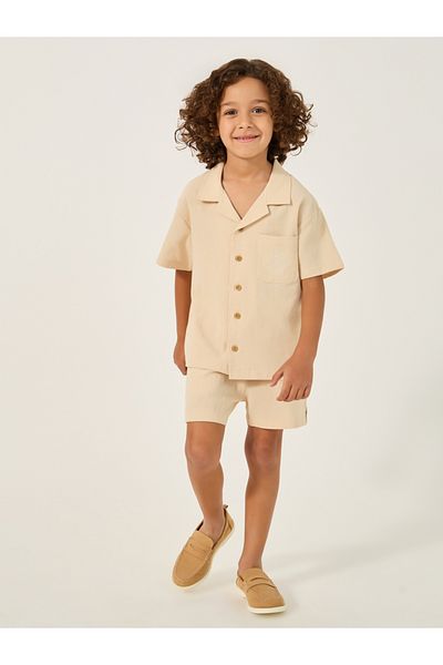 Styli Buttoned Notch Collar Shirt and Shorts Set
