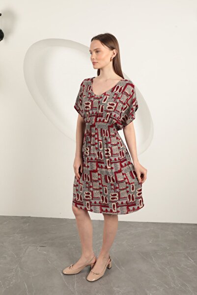 vuvutasarım Viscose Fabric Gimped Women's Midi Beach Dress 25Vl132