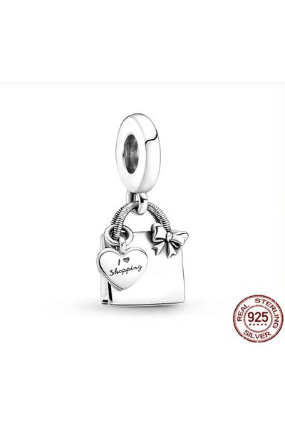 POSEİDONS JEWELLERY Poseidons Jewellery Bow Figured Shopping Bag Silver Charm