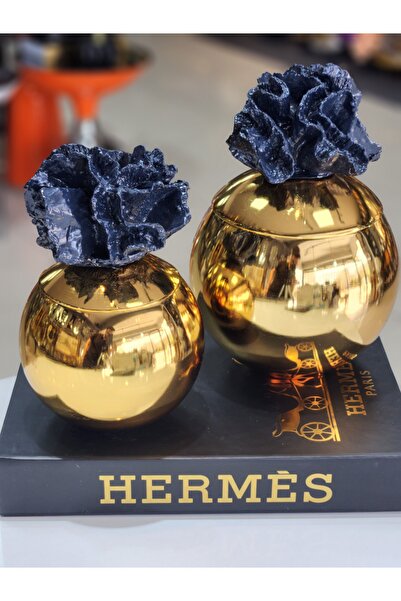 Armağan Mercan Kutu Yuvarlak 2li Set Gold Ve Lacivert