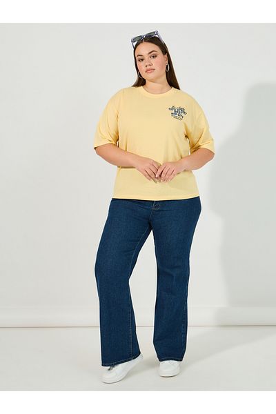 Styli Plus Size Slogan Print Oversized T-Shirt