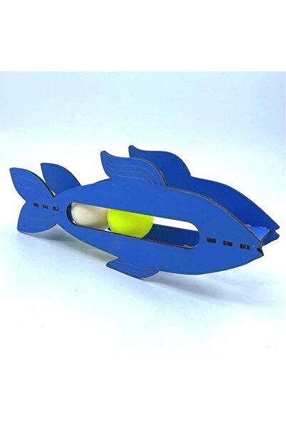 CT STONES Ct-Stones ®   Wooden 2-Ball Slanted Cute Fish-Shaped Training Toy for Cats