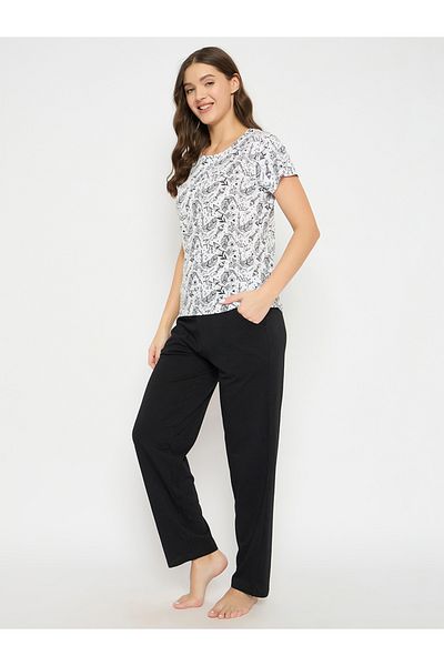 Clovia By Styli Women's Printed Button Down Shirt & Pyjama Set