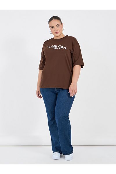 Styli Plus Size Slogan Print Round Neck T-Shirt
