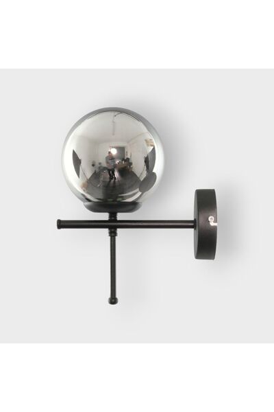 Fer Avize Çello aplik Modern Tasarım Siyah Renk Beyaz Camlı Cafe - Mutfak – Yatak odası – Hol Duvar Aplik