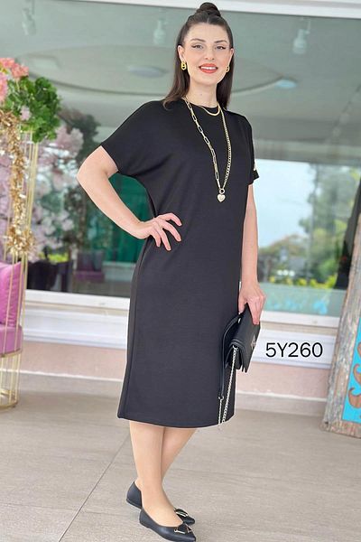 İnce Topuk Buttoned Modal Fabric Dress 5Y260