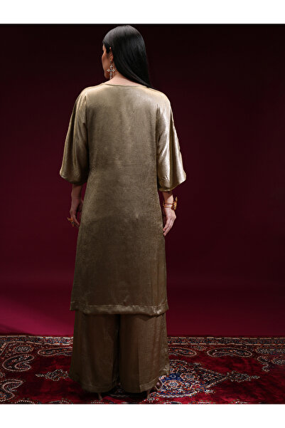 Vishudh By Styli Solid Round Neck Tunic and Palazzo Pants Co-Ords