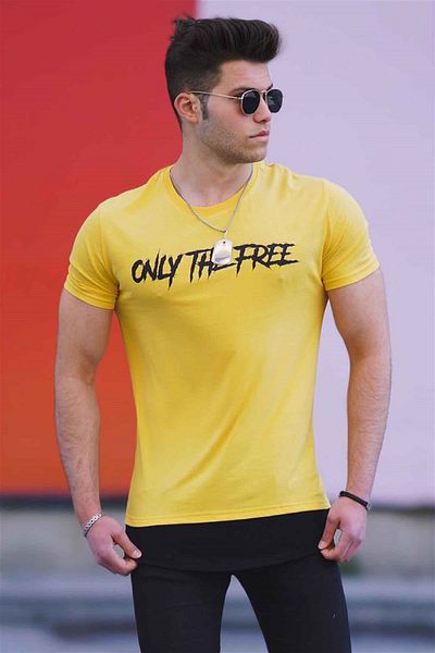 Madmext Ανδρικό T-shirt με κίτρινο στάμπα 4597