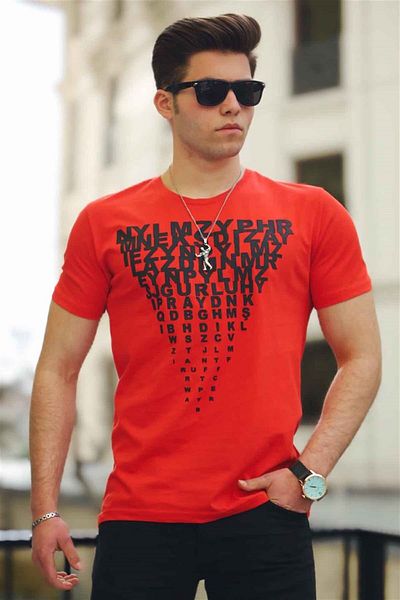 Madmext Men's Red Printed T-Shirt 4471