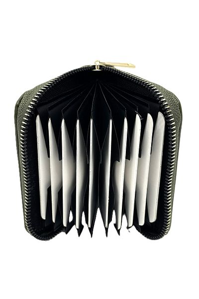 Womancraft Suport pentru carduri acordeon cu fermoar din piele moale