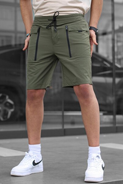 Madmext Khaki Basic Men's Capri Shorts with Pockets