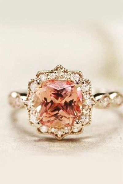 Cem Aykan Kuyumculuk PEMBE KUVARS TAŞLI İNGİLİZ KRALİYET YÜZÜK - AK544