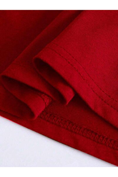 trendgar Leopard Cherry Printed Red Oversize T-Shirt