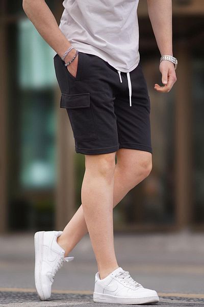Madmext Pánské kraťasy Cargo Pocket Black 6534