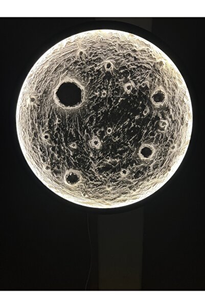 Moon 80 cm gün ışığı led metal çerçeve rengi antrasit gri dolunay tablo