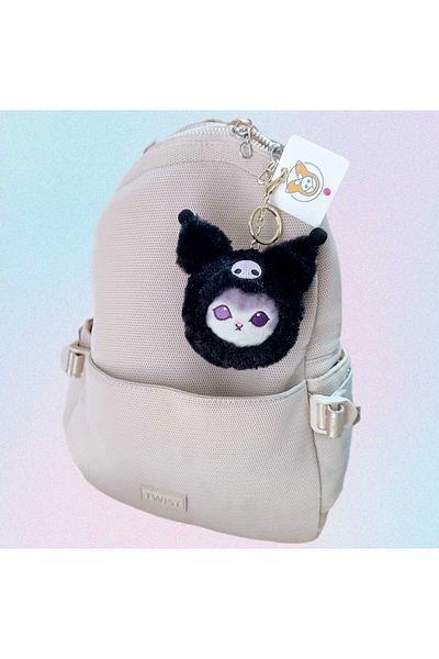 LRS STORE Plush Kuromi Cat Figure Cute Sanrio Kwaii Bag Ornament 12cm