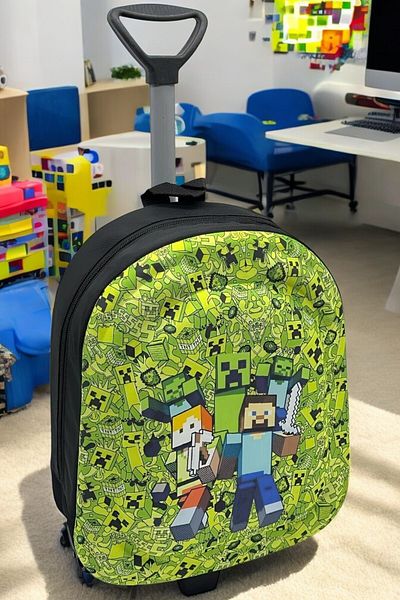 Shopiolog Kindergarten Nursery Children's Suitcase Backpack with Rickshaw and Wheels