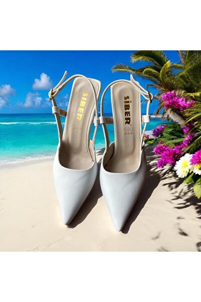 Pretty Girl Women's White Color Stiletto Open Side Strap Pointed Toe Classic ...