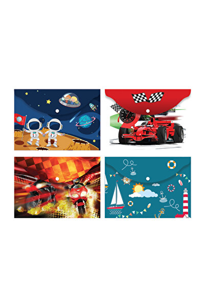 everart 4 Adet A4 Baskılı Çıtçıtlı Dosya Genç Desenler Erkek Çocuk Renkleri K...