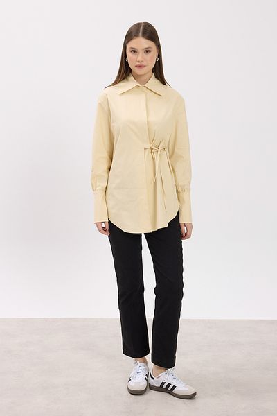Birgül Bektaş Classic Collared Shirt with Cream Binding Detail