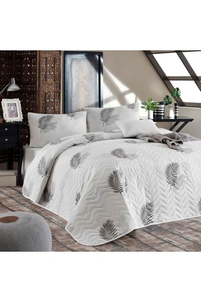 Eponj Home Quilted duvet set 200x220cm + 2 pillowcases, Palma Grey
