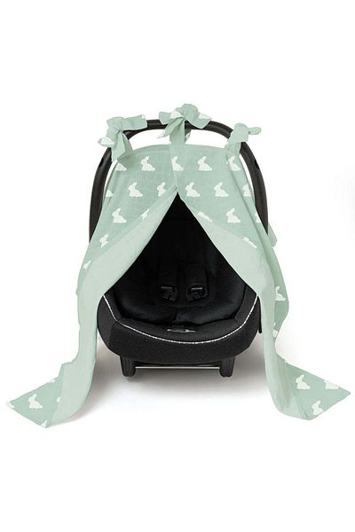 DEUX LAPINS 100% Cotton Muslin Stroller Cover - Mono Lapin Matcha Green