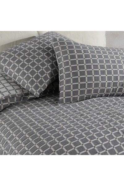 Şaheser Cuvertura bumbac jacquard 240x260cm + 2 fete de perna, Saheser Home, PIA Antracit