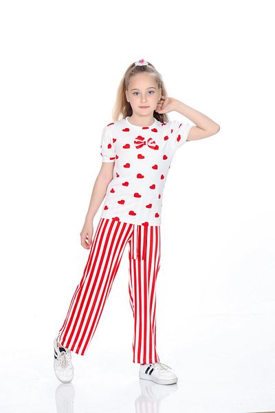 Kamex Heart and Line Milan Fabric Girl's Suit Red