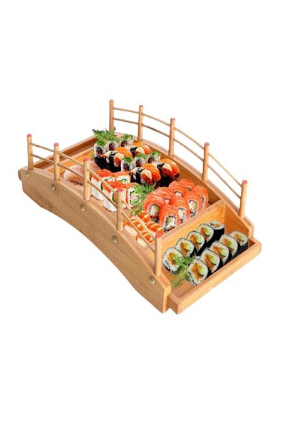 yuandong Bamboo Sushi Presentation Bridge 60 Cm, Japanese Sashimi Presentation Plate, Presentation Bridge