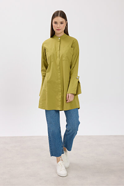 Birgül Bektaş Λιπαρό πράσινο γιακά δικαστή με λεπτομέρεια τσέπης