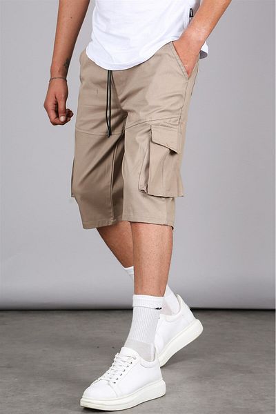 Madmext Ανδρικό σορτς κάπρι με μπεζ Basic Cargo Pocket 5473