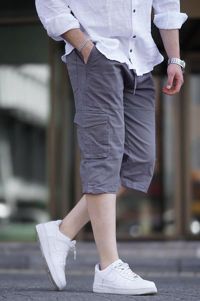 Madmext Geräucherte Capri-Shorts mit Cargo-Tasche für Herren 6875