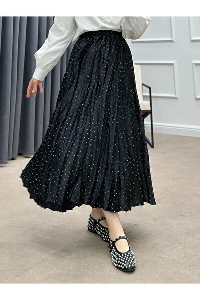 bezenstore TAŞLI SATEN ETEK SİYAH