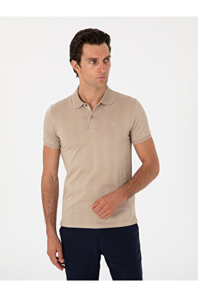 Cacharel Mink Slim Fit Patterned Polo Neck T-Shirt 50300721 -Vr052