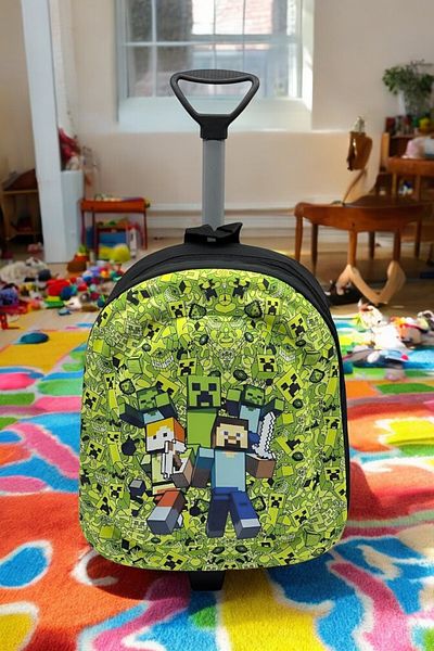 Shopiolog Kindergarten Nursery Children's Suitcase Backpack with Rickshaw and Wheels