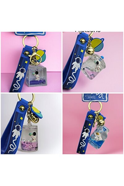 Meyra Accessories Astronot figürlü içi renkli sulu anahtarlık çanta aksesuarı hediyelik peluş oyuncak 1 adet