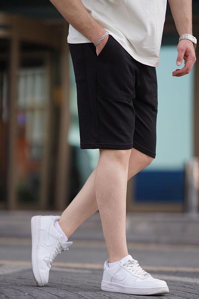 Madmext Μαύρο ανδρικό βασικό σορτς 6528