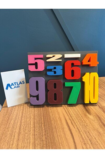 Atlas Lab Sayı Blokları Puzzle - Montesori Toplama Blokları - Eğitici Oyuncak