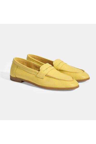 Desa Women's Yellow Slip-On Leather Loafer