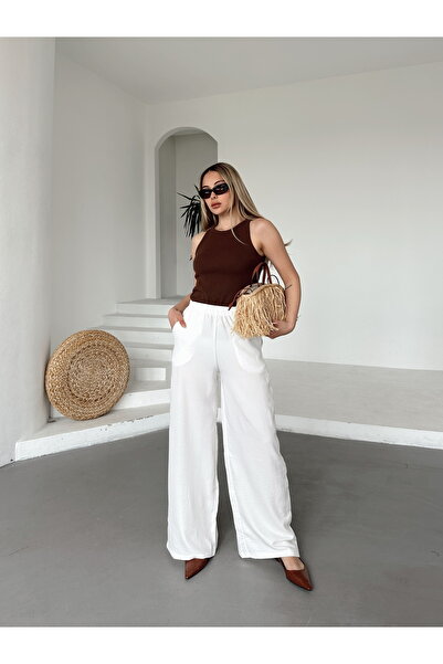 AFROGİYİM Women's Relaxed Fit Linen Pants