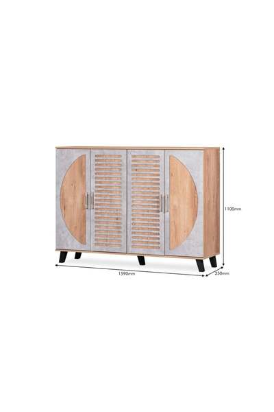 BAITY Wooden Shoe Cabinet with 4 Doors and 5 Shelves - Malaysian Design
