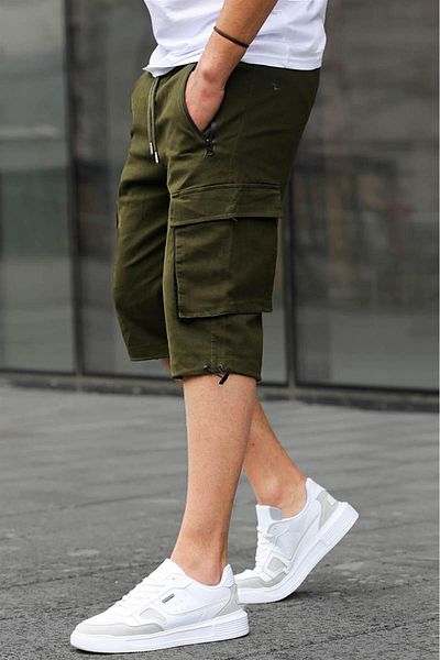Madmext Ανδρικό σορτς καπρί Gabardine Pocket Khaki Cargo 6332