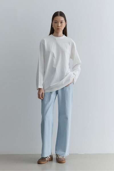 Fahhar Long Sleeve Basic Sweat Ecru