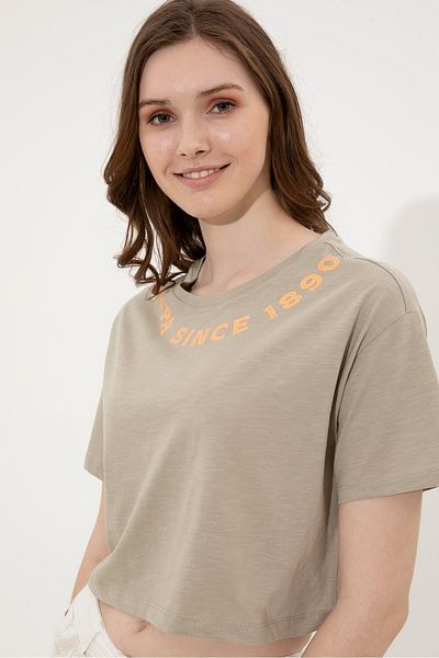 U.S. Polo Assn. Women's Green Crop Top T-Shirt