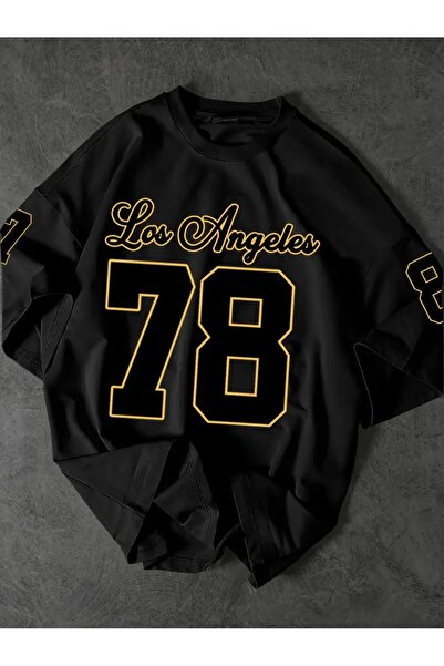 Genel Markalar Erkekler için Los Angeles 78 Grafikli Tişört - Rahat Bol Kesim...