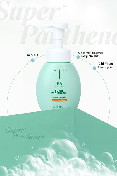 Missha Pore ​​Purifying Cleansing Foam with Pantenol Super Panthenol Bubble Cleanser (Oil Control)