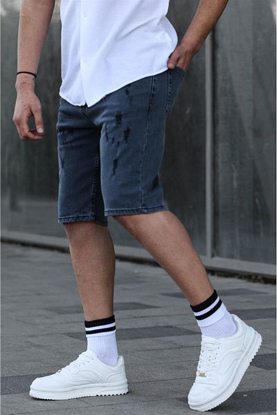 Madmext Smoked Ripped Detailed Jean Capri Shorts 6345