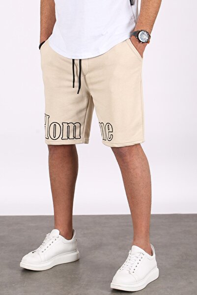 Madmext Erkek Baskılı Bej Kapri Şort 5439